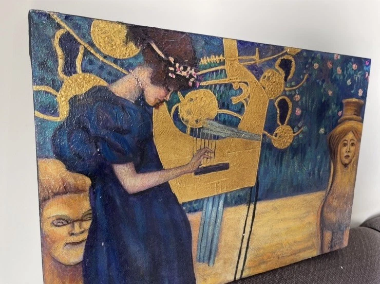 Pintura al óleo firmada por Gustav Klimt El beso en Art Nouveau. Foto 2 de 4