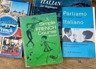 Vintage BBC French & Italian Language Learning Books Bundle Ensemble 