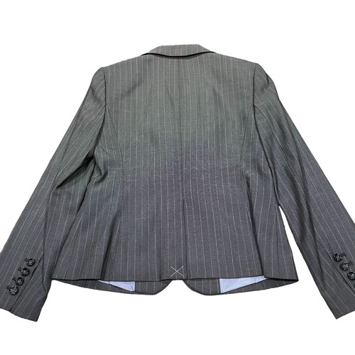 Blazer Ann Taylor Petites 2P Gris Rayas Tela Italiana Fina Lana Virgen Nuevo con Etiquetas - Imagen 6 de 12