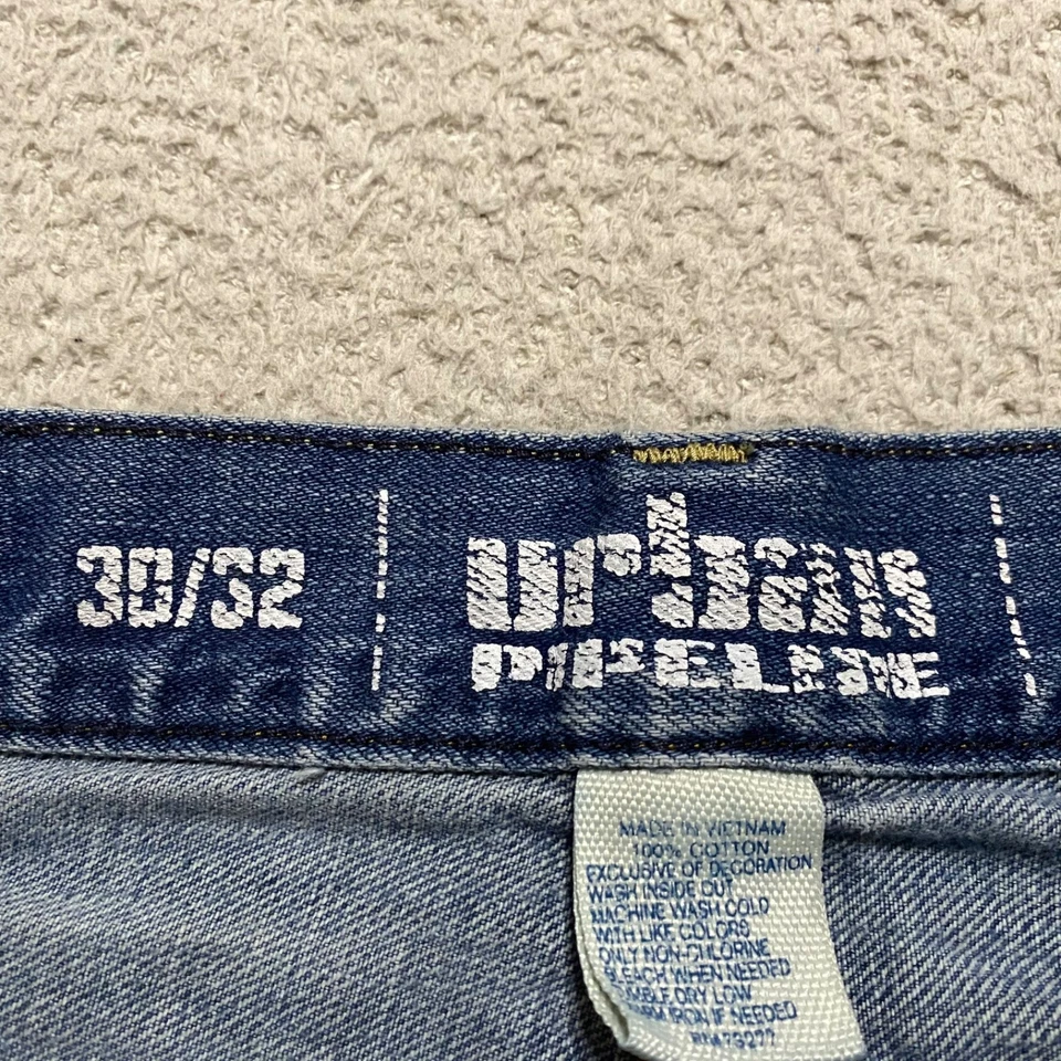 Pantalones de mezclilla Urban Pipeline para hombre 30x32 azul calce relajado pierna recta lavado medio Foto 3 de 4