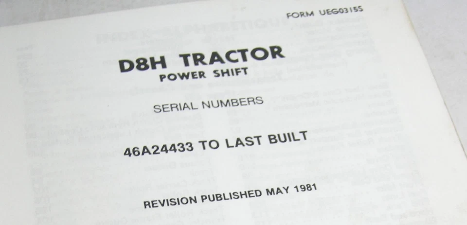 Caterpillar CAT D8H Track Type Tractor Dozer Bulldozer Parts Manual 46A24433 - Image 2 of 4