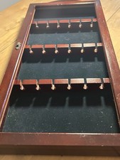 Vintage Dark Wood Display Cabinet Trinket Shelf dark felt lining No Glass