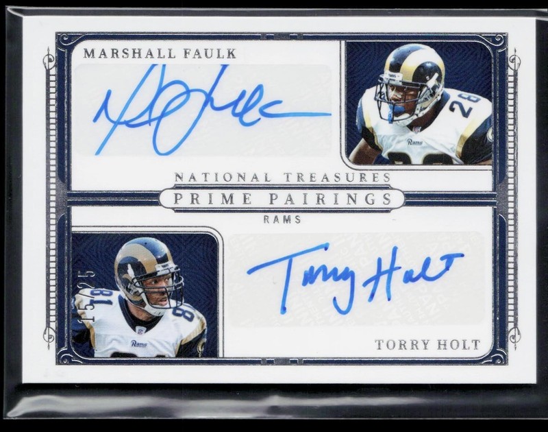 Marshall Faulk Torry Holt Auto 2025 Panini National Treasures #PP-STL /25
