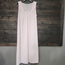 Vanity Fair Vintage Pink Lace Trim Nightgown Sleeveless Maxi Sleep Dress Large
