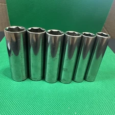 Vintage CRAFTSMAN Drive 6Pc. Deep 6 Pt Sockets USA -G- 15mm-13mm-11mm 7/16 5/8
