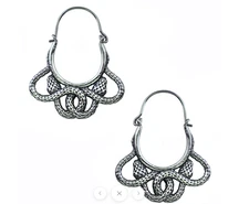 Twisted snake silver hoops