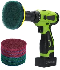 4 Inch Drill Power Brush Tile Scrubber Scouring Pads Cleaning Kit, Includes Atta
