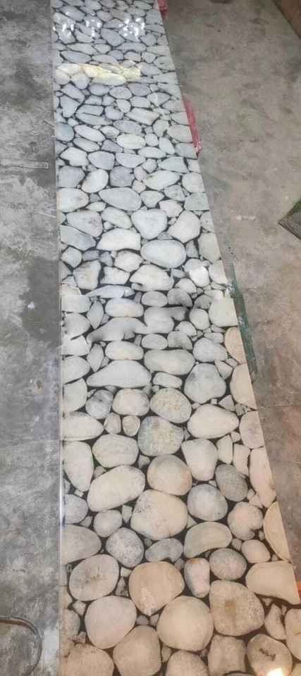 White Agate, Coffee Table Slab, Handmade, Gemstone Inlay, Luxury Home Décor - Image 2 of 4