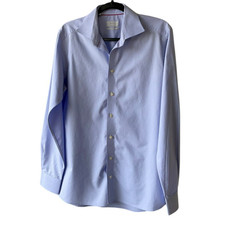 Eton Contemporary Fit Dress Shirt Mens 16 41 Light Blue Micro Pattern Cotton