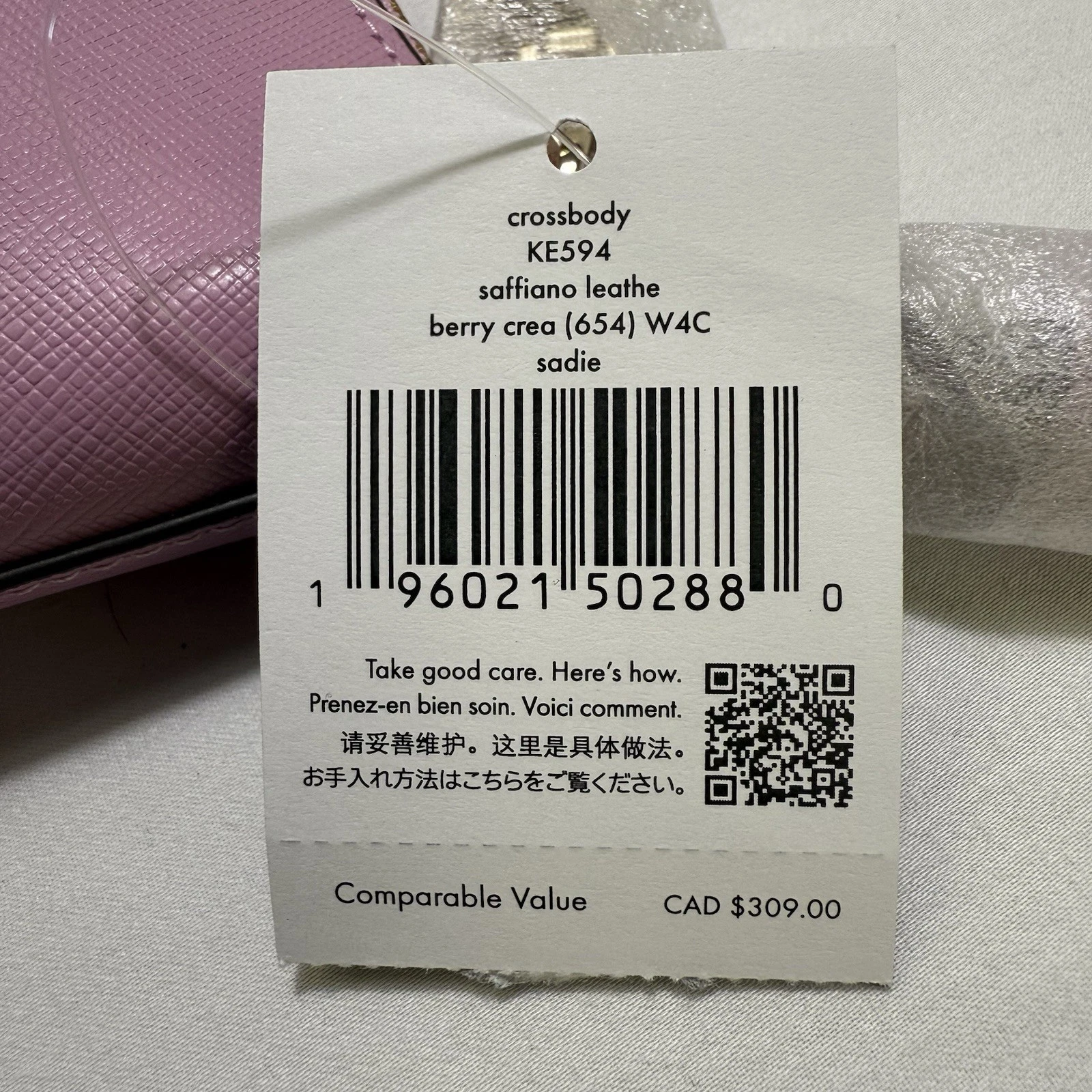 Borsa a tracolla Kate Spade Saffiano in pelle Sadie crema di bacche KE594 $259 nuova con etichette