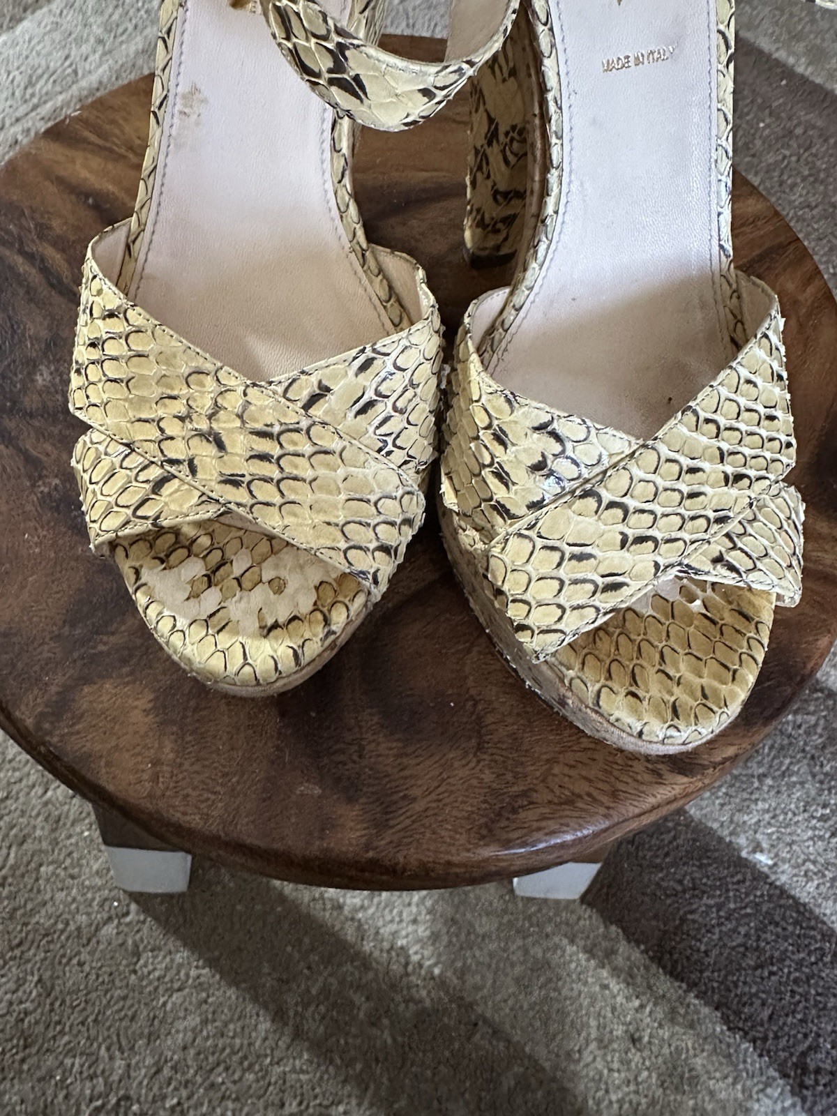 Prada Beige Python Snake Skin Leather Scrappy Wed… - image 2