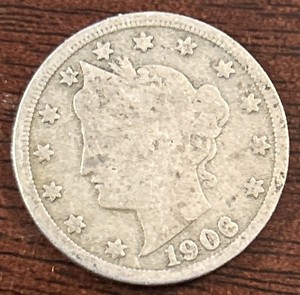 1906 5C Liberty Head "V" Nickel Uncertified Circulated with ‘Cents’ on Reverse
