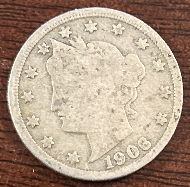 1906 5C Liberty Head "V" Nickel Uncertified Circulated with ‘Cents’ on Reverse