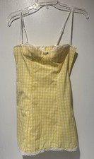Shein Yellow And White Checkered Spaghetti Strap Mini Dress Size S/US 4