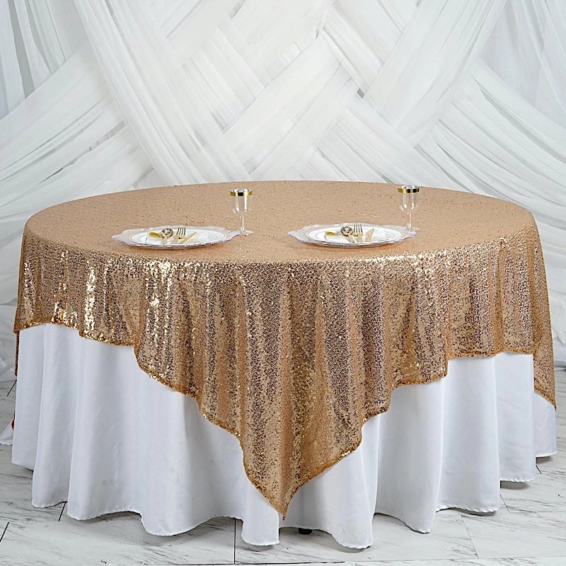 Gold SEQUIN 90x90" TABLE OVERLAY Sparkly Shiny Wedding Party Catering Linens - Image 4 of 4