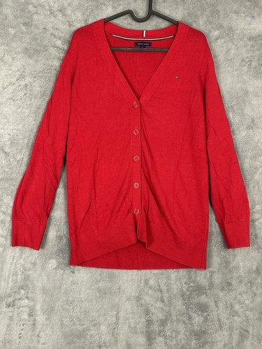 Maglione Tommy Hilfiger vintage donna cardigan rosso medio Y2K maglia mamma