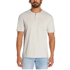 GAP Men’s Short Sleeve Henley T Shirt, Gray, XXL