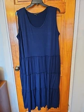White Mark Women's Blue Stretchable Tiered Dress Plus Size 3XL  NWOT 