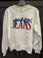 Vintage 90s GUESS Sweatshirt 1991 Size Small White with Guess Jeans Logo