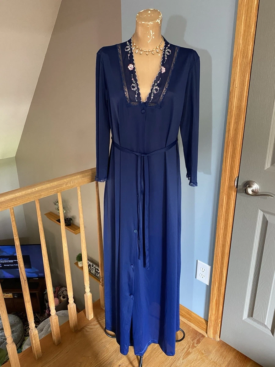 old fashioned dressing gown womens Vintage Satin Pleated Dressing Gown - S-M