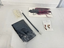 1920s Headband RED KIT gloves earrings Black Feather Headpiece Flapper Headband