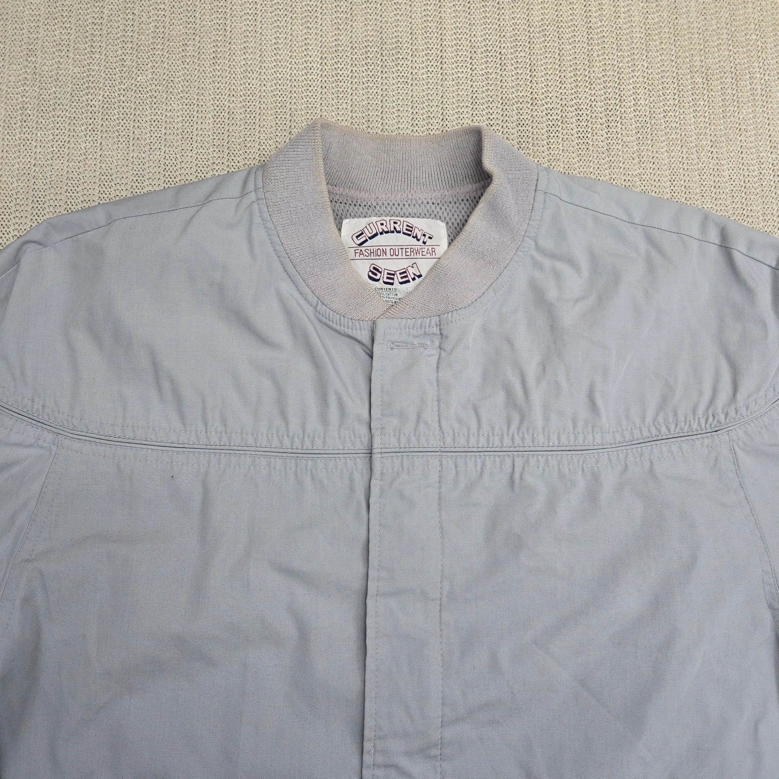 Vintage Current Seen Jacket Mens Large Gray Bomber Lightweight Zip Pockets 80s image 3
