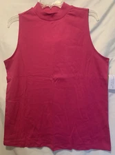 CJ Banks 3X Solid Dark Pink Very Berry Sleeveless Mock Neck Tank Knit Top - NWT