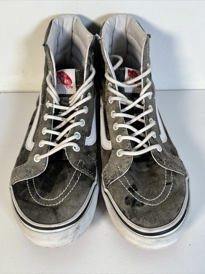 Unisex Vans Sk8 Hi Gris Lavado Ácido Tenis Patín Plata Tachuelas Hombres 7 Mujeres 8.5 Foto 4 de 4