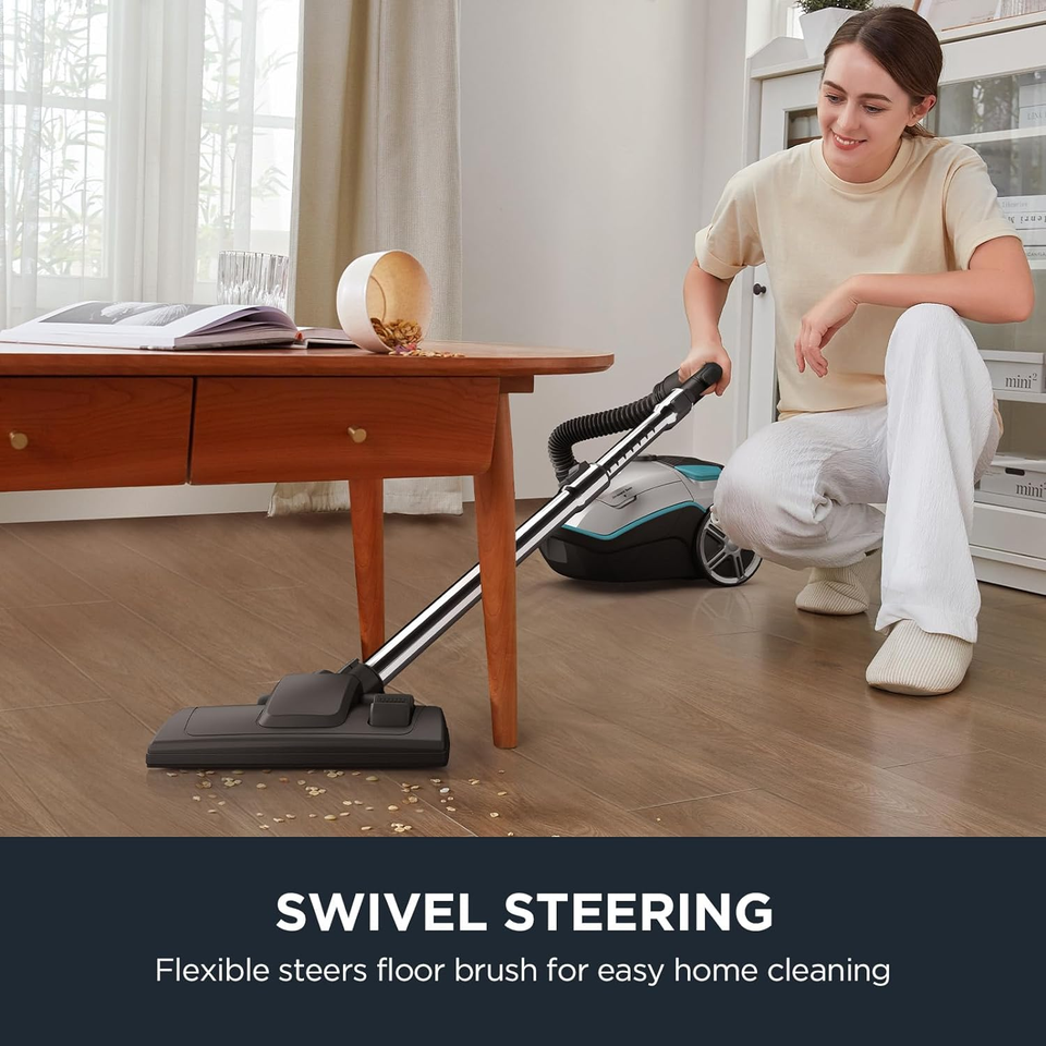 Canister Lightweight Vacuum Cleaner for Carpets and Hard Floors, NEN170