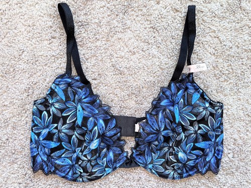 NWT VICTORIA'S SECRET VERY SEXY LOW CUT DEMI ZIGGY GLAM FLOWER BRA - 38DD