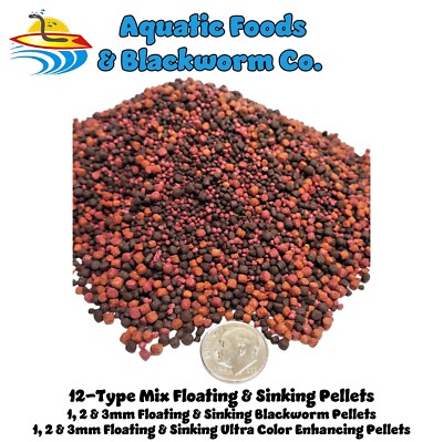 12-Type Cichlid Floating/Sinking Blackworm & Intense Coloring Pellets GB-1000