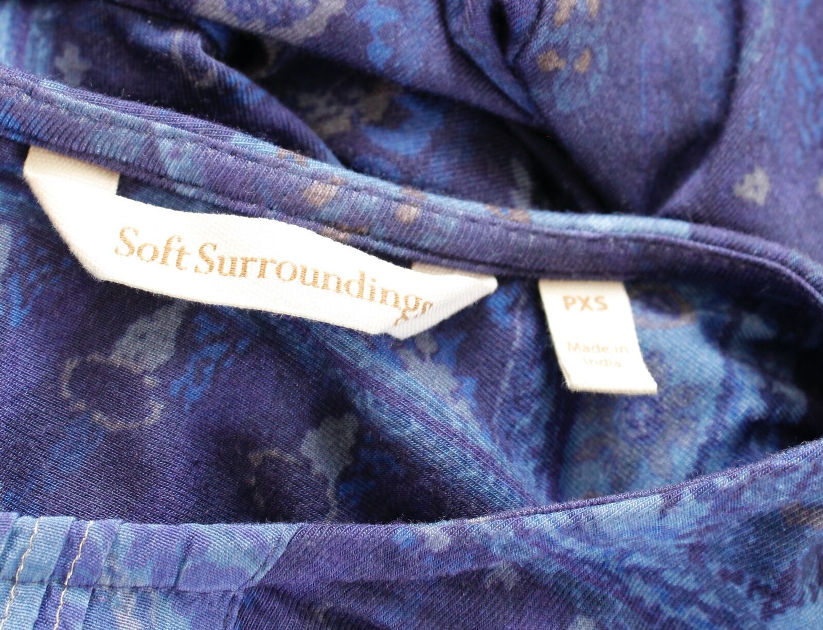 Soft Surroundings Blue Indigo Patchwork Print Asy… - image 5