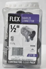 Halex Flex Squeeze Connectors 1/2" EMT 25 Pack Flexible Steel 04205B 269-620