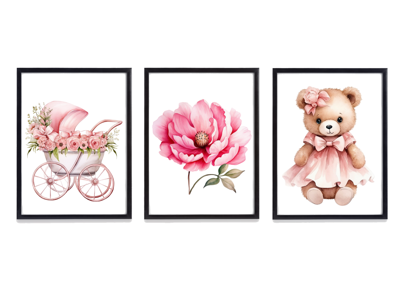 Create Your Baby Girl Pink Teddy Bear Nursery Sets A4 Prints eBay