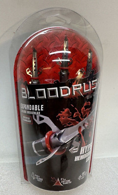 BLOODRUSH Expandable 3 Blade Broadheads 100 Grain 1 1/4'' Cut Allen 14778