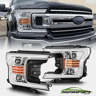 [Anti-fog] LED Tube Chrome Projector Headlights For 2018 2019 Ford F150 F-150