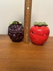 Vintage Strawberry & Grapes Fruit Shaped Jelly Jam Jars Dishes — photo 5