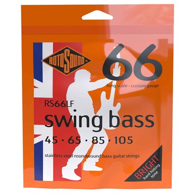 Rotosound RS66LF Stainless Steel Swing Bass Guitar Strings; custom gauges 45-105