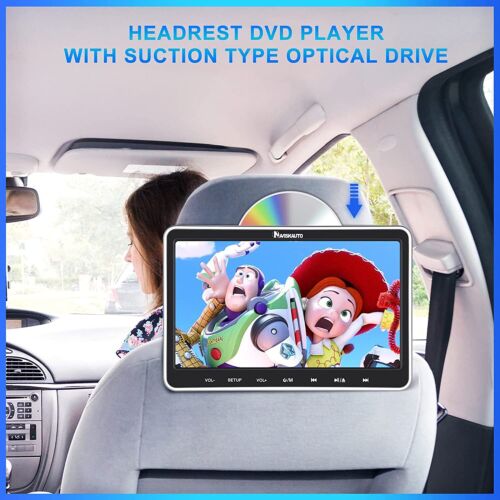 10.1" Car Headrest DVD Player Rear-Seat Monitor for Kids HDMI AV in & Out USB SD - Picture 8 of 10