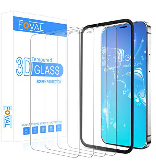 Foval (4 Pack) Compatible with iPhone 12/iPhone 12 Pro Screen Protector Glass