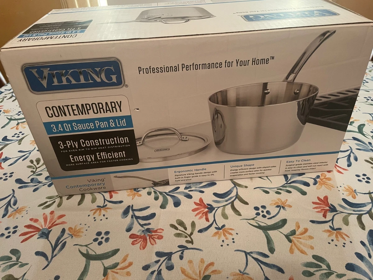 Viking Contemporary 3 Ply Stainless Steel 3.4 Qt. Saucepan with