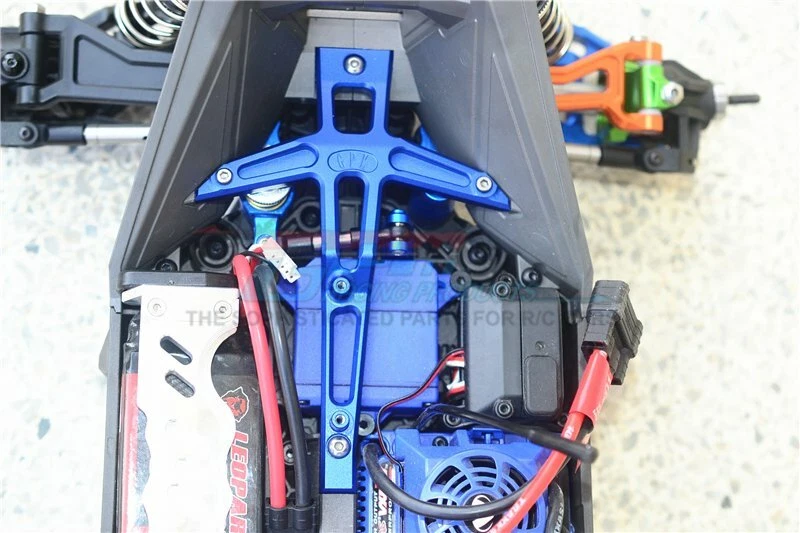GPM Racing Blue Aluminum Front Chassis Brace - For Traxxas Maxx TXMS048C-B - Image 3 of 4