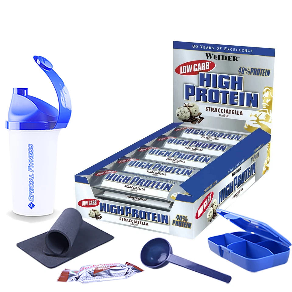 36,5€/kg Weider 40% HIGH Protein Bar (24* 50g Riegel Box) + BONUS