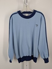 Vintage 70s Adidas New Zealand Made Sky Blue Jumper Track Sweatshirt Knit Jersey