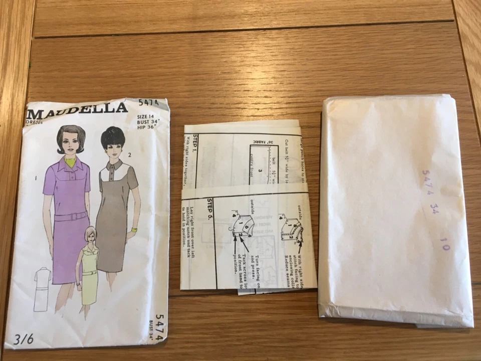 1960’s  MAUDELLA SEWING PATTERN 5474 dress size 14 bust 34 PRE CUT FREE  P&P - Image 3 of 4