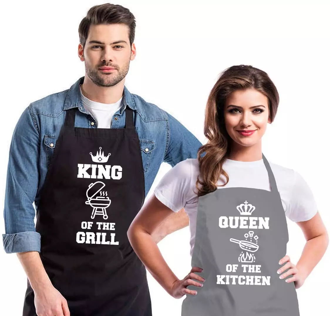 Saukore Funny Aprons for Couple, His and Hers Aprons Set, Kitchen