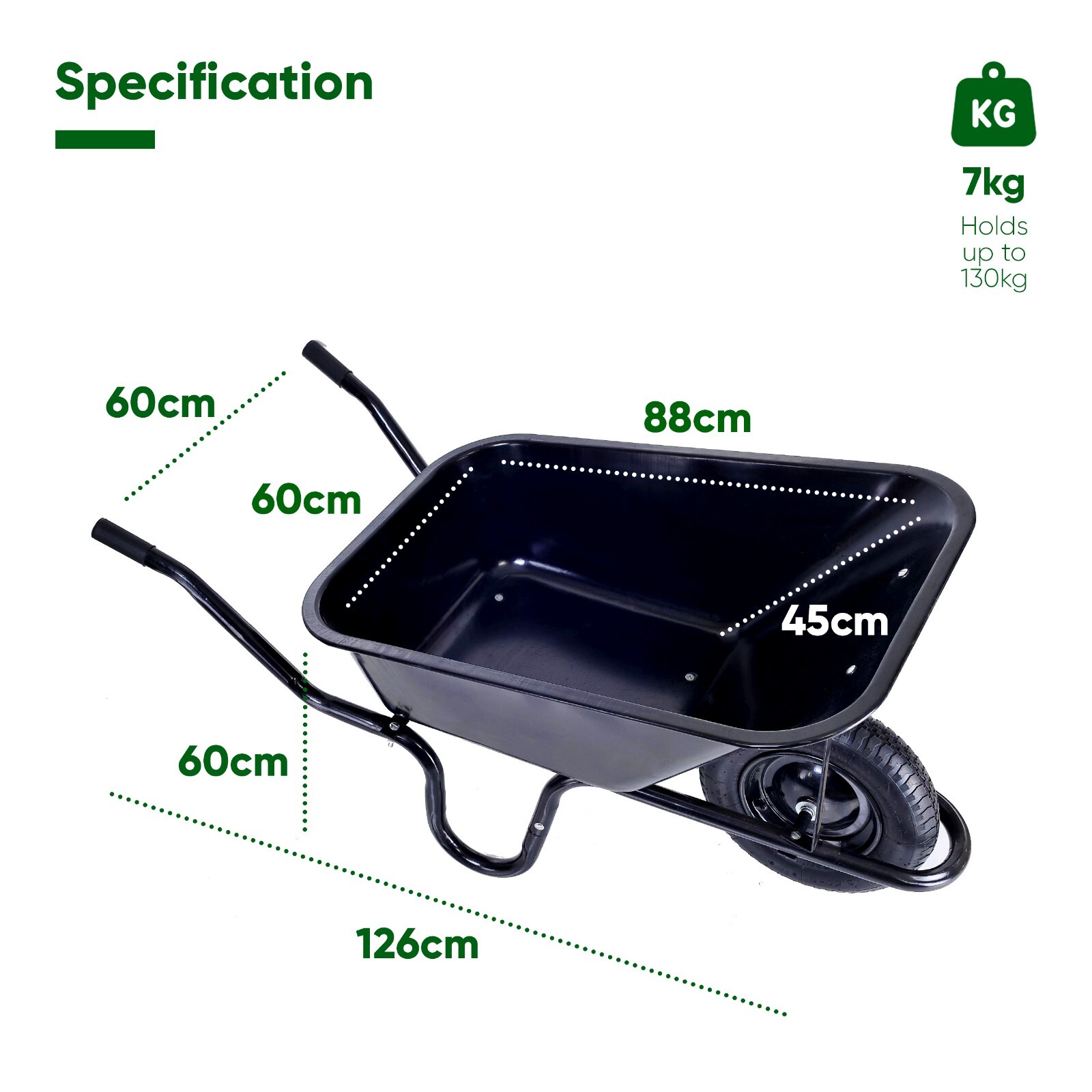 Heavy Duty WHEELBARROW Garden Builders Metal Barrow with Tip