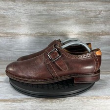 Johnston Murphy Monk Strap Brown Leather Round Toe Buckle Shoes Size 9 M