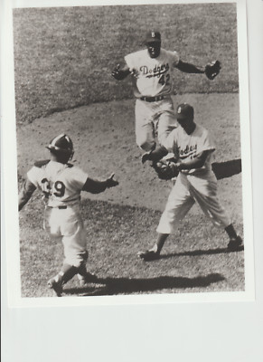 JACKIE ROBINSON, CAMPY CAMPANELLA & CARL ERSKINE  8x10 DODGERS AFTER NO HITTER