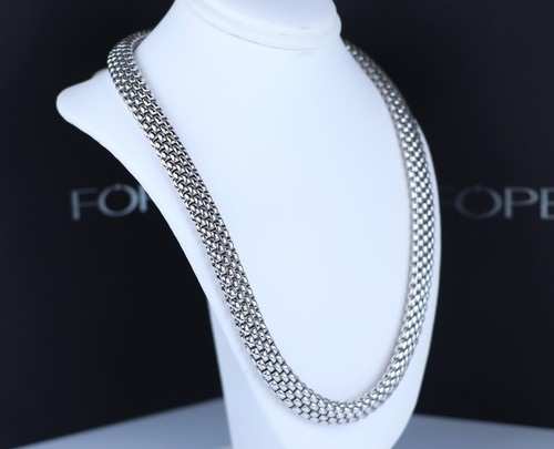 $15,200 Fope ITALY 18K White Gold Classic Mesh Oval Box Chain Necklace 17" - Imagen 7 de 9